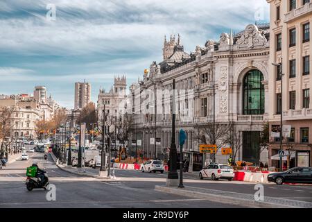 Madrid, Spanien - 16. FEBRUAR 2022: Die Banco de Espana ist die spanische Zentralbank. Gegründet in Madrid im Jahr 1782 von Karl III. In der Calle de Alca Stockfoto