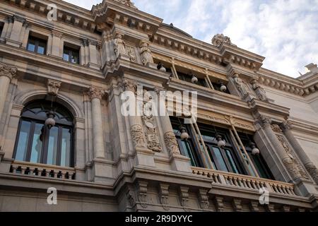 Madrid, Spanien - 16. FEBRUAR 2022: Die Banco de Espana ist die spanische Zentralbank. Gegründet in Madrid im Jahr 1782 von Karl III. In der Calle de Alca Stockfoto