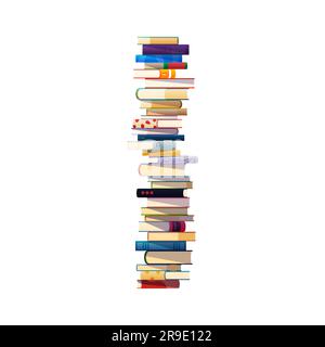 Bücher stapeln Stapel, Bibliothek oder Schulbücher Stapel von Literatur, Vektor Buchhandlung Turm. Lese- und Lehrbücher stapeln sich, studieren Lehrbücher und Wörterbücher oder Romane Literatur der Buchhandlung Stock Vektor