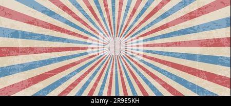Der klassische Grunge Shabby Retro-Horiz-Poster mit verschiedenen Sternbalken ist die Flagge der USA. Vektordarstellung Stock Vektor