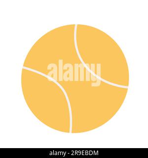Tennisball mit flacher Legende auf weißem Hintergrund Stock Vektor