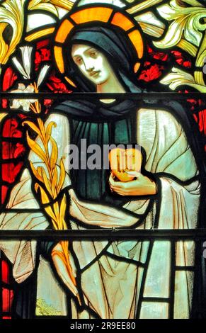 Hl. Theresa, hl. Teresa, von Avila, Karmelitin, 16. Jahrhundert, Glasmalerei, von J Powell & Son, 1900, Blakeney Church, Norfolk, England Stockfoto