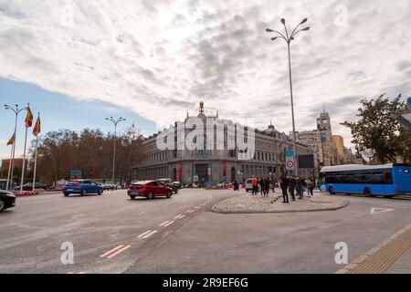 Madrid, Spanien - 19. FEBRUAR 2022: Die Banco de Espana ist die spanische Zentralbank. Gegründet in Madrid im Jahr 1782 von Karl III. In der Calle de Alca Stockfoto