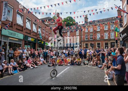 Quinn Beasley, Ashbourne Streetfest, Derbyshire, Juni 2023 Stockfoto