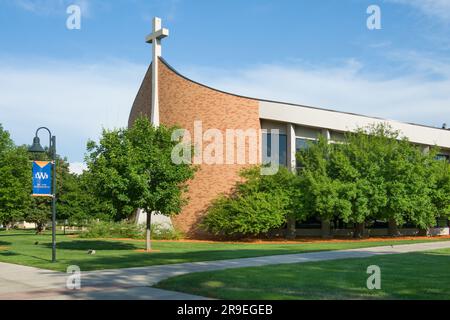 MITCHELL, SD, USA - 23. JUNI 2023: Hauptkapelle an der Dakota Wesleyan University. Stockfoto