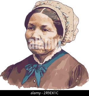 Vektorporträt von Mary Seacole, Krankenschwester auf der Krim 1850er. Stock Vektor