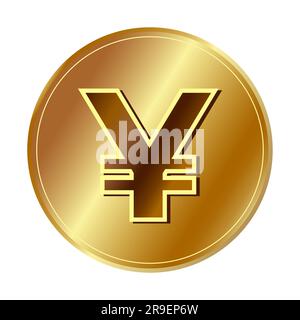 Gold-Yen, Yuan-Symbol Goldenes Münzsymbol Geld-Design Währungszeichen in Gold Vektordarstellung isoliert auf weißem Hintergrund Stock Vektor