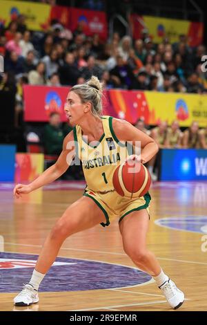 26. Juni 2023; Quaycenter, Sydney Olympic Park, Sydney, NSW, Australien: FIBA Womens Asia Cup 2023, Gruppe B, Australien gegen die Philippinen; Lauren Nicholson aus Australien dribbelt den Ball Stockfoto