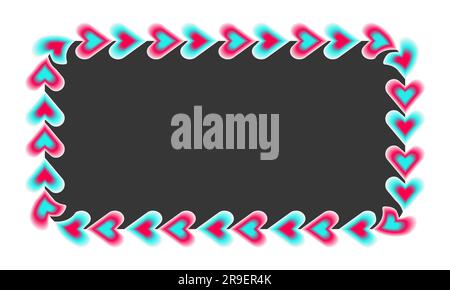 Rechteckiger schwarzer Rahmen mit bunten Herzen für ein beliebtes soziales Netzwerk. Weiß-blau-pink modernes Social-Media-Design für Werbung. Horizontal Stock Vektor