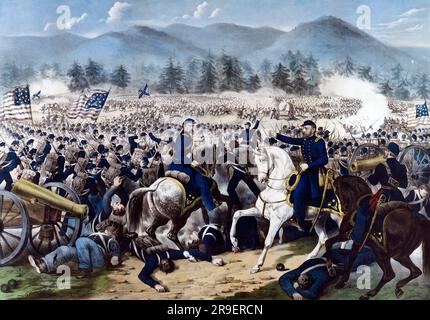 The Battle of Gettysburg, Pa, 3. Juli 1863, Abdruck von Currier and Ives, 1863 Stockfoto