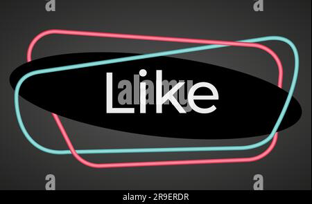 Aufkleber für ein beliebtes soziales Netzwerk. Schwarz-blau-pink modernes Social-Media-Design für Werbung. Horizontaler Bildrahmen Vektordarstellung isoliert Stock Vektor