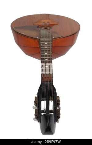 Ukrainische Domra. Langhalsiges Folk-Saiteninstrument der Lautenfamilie. Isoliert auf weißem Hintergrund. Stockfoto