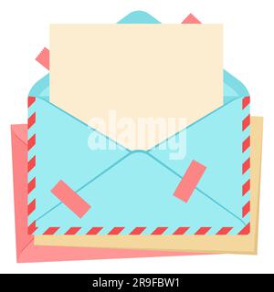 Brief in Umschlag. Romantische Vorlage mit Dekor. Stock Vektor