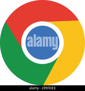 Symbol für das Logo des Internet Chrome Browsers. Realistisches Logo für das Surfen im Internet. Google Produkt-App. Editorial Stock Vector (Rohteilvektor). Beliebte o Stock Vektor