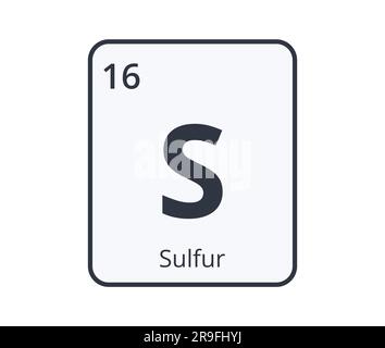 Schwefelchemische Elementgrafik für wissenschaftliche Designs. Stock Vektor