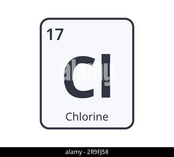 Chlor Chemical Element Graphic für wissenschaftliche Designs. Stock Vektor