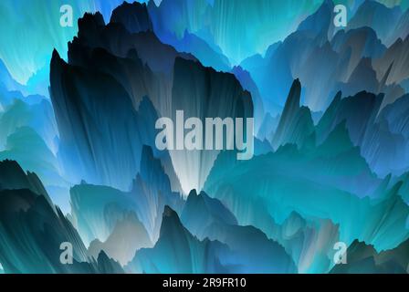 Magische Welt. Farbenfroher abstrakter Fantasiehintergrund, surreale Traumlandschaft. 3D Abbildung. Stockfoto