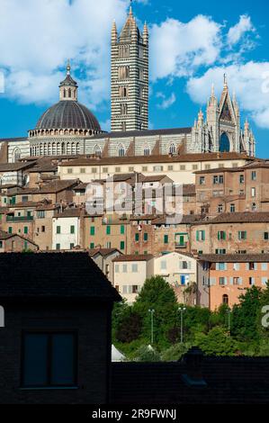 Die Kathedrale von Siena ist eine mittelalterliche Kirche, die der Himmelfahrt Maria gewidmet ist. Sie wurde zwischen 1215 und 1263 fertiggestellt Stockfoto