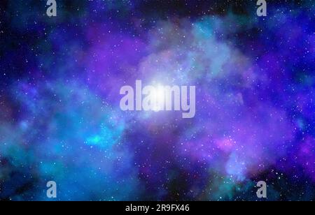 Planeten und Galaxie, Science-Fiction-Tapete. Die Schönheit des Weltraums. Milliarden Galaxien im Universum kosmischer Kunsthintergrund. 3D Abbildung. Stockfoto
