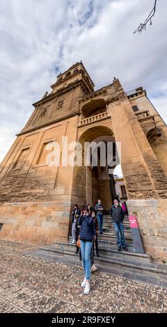 Cordoba, Spanien - 25. Februar 2022: Außenansicht und dekorative Details der herrlichen Moschee von Cordoba. Heute ist die Mezquita-Kathedrale, Andalusien Stockfoto