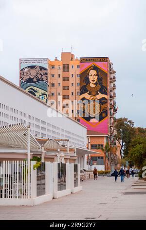 Malaga, Spanien - 27. FEBRUAR 2022: Zentrum für zeitgenössische Kunst von Malaga, CAC Malaga in der Calle Alemania in Malaga, Andalusien, Spanien. Stockfoto