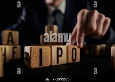 IPO - Akronym aus Holzblöcken mit Buchstaben Stockfoto