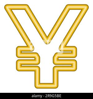 3D goldene Yen, Yuan-Symbol Goldenes Münzsymbol Gelddesign Währungszeichen in Gold Vektordarstellung isoliert auf weißem Hintergrund Stock Vektor