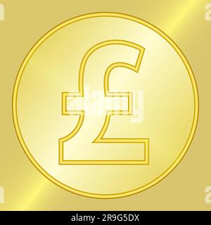 3D Pfund Sterling Goldsymbol Goldenes Münzsymbol Gelddesign Währungszeichen in goldenem Kreis Vektordarstellung isoliert auf goldenem Hintergrund Stock Vektor