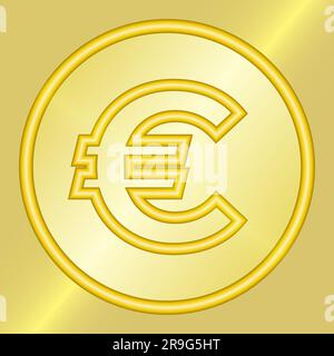 3D goldenes Euro-Symbol Goldenes Münzsymbol Gelddesign Währungsschild in Gold Vektordarstellung isoliert auf goldenem Hintergrund Stock Vektor