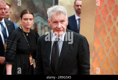 London, Großbritannien. 26. Juni 2023. Harrison Ford besucht die britische Premiere „Indiana Jones and the Dial of Destiny“ am Cineworld Leicester Square in London. Kredit: SOPA Images Limited/Alamy Live News Stockfoto