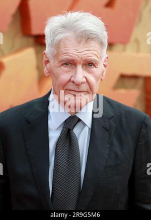 London, Großbritannien. 26. Juni 2023. Harrison Ford besucht die britische Premiere „Indiana Jones and the Dial of Destiny“ am Cineworld Leicester Square in London. (Foto: Fred Duval/SOPA Images/Sipa USA) Guthaben: SIPA USA/Alamy Live News Stockfoto