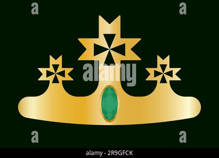 Mittelalterliche Krone Royal Golden Crown Design Element für Label, Zertifikat, Diplom, Computerspiel Crown Award für Gewinner des Wettbewerbs Vector Stock Vektor