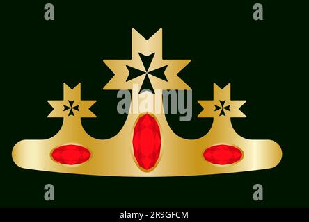 Mittelalterliche Krone Königliche goldene Krone Celtic gekreuzt mit Edelstein Design Element Crown Award für den Gewinner des Wettbewerbs Vector Illustration Stock Vektor