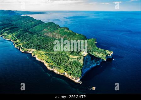 Luftaufnahme des Cape Gaspé Lighthouse, Quebec, Kanada Stockfoto