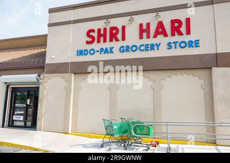 Macon Georgia, Shri Hari Indo-Pak Supermarkt, asiatisch importiertes Essen, Außenansicht, Gebäude, Vordereingang Stockfoto