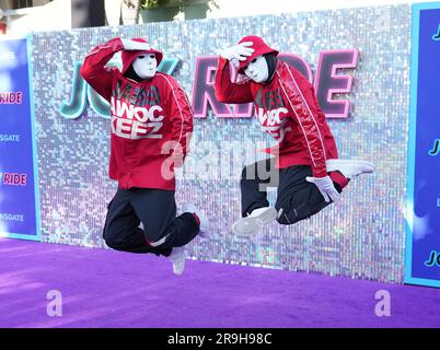 Los Angeles, USA. 26. Juni 2023. Jabbawockeez bei The Lionsgate's JOY RIDE Los Angeles Premiere im Regency Village Theater in Westwood, Kalifornien, am Montag, den 26. Juni 2023. (Foto: Sthanlee B. Mirador/Sipa USA) Guthaben: SIPA USA/Alamy Live News Stockfoto