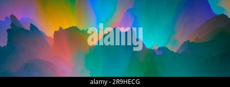 Magische Welt. Farbenfroher abstrakter Fantasiehintergrund, surreale Traumlandschaft. 3D Abbildung. Stockfoto