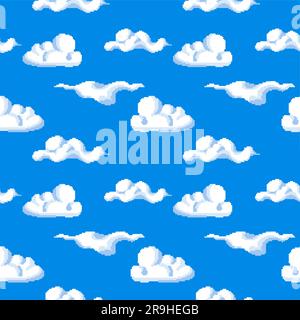 Verpixelte Wolken auf klarem Himmel, Design des Spiels Stock Vektor