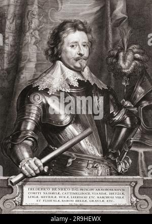 Frederick Henry, Prinz von Orange, 1584-1647. Nach einem Aufdruck aus dem 17. Jahrhundert aus dem Porträt von Anthony van Dyck. Stockfoto