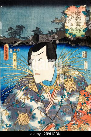 Utagawa Kunisada, der Schauspieler Ichikawa Danjuro VIII, Holzschnitt in Farbe, 1852 Stockfoto