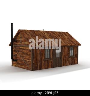 Ein Modell eines alten rustikalen Hauses im Maßstab 3D Stockfoto