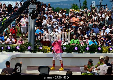 Ross Antony bei einem Auftritt in der TV-Show ZDF-Fernsehgarten im ZDF-Sendezentrum Mainz-Lerchenberg. Mainz, 25.06.2023 Stockfoto