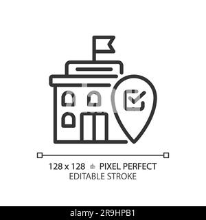 Pixelgenaue dünne Linie Symbol des Regierungsgebäudes Stock Vektor