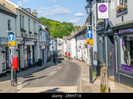 Geschäfte im Stadtzentrum von Buckfastleigh, South Devon, England, Großbritannien Stockfoto