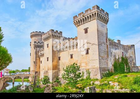 Das Schloss von König Rene ist eines der beeindruckendsten mittelalterlichen Schlösser, das in Frankreich erhalten wurde, Tarascon Stockfoto