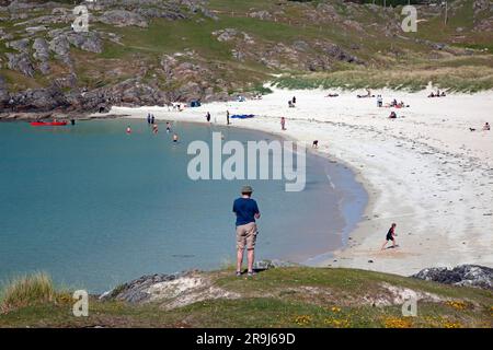 Strand in Achmelvich in Assynt, Sutherland, Nordwest Schottland, Achmelvich Bay, Strand, Schottland, Großbritannien Stockfoto