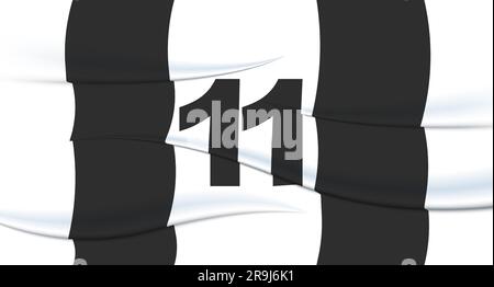 Die Nummer eines weißen Fußballer auf einem Fußballtrikot. 11 Nummerndruck. Sporttrikot. Sport, olympiade, Euro 2024, Gold Cup, Weltmeisterschaft. Stock Vektor