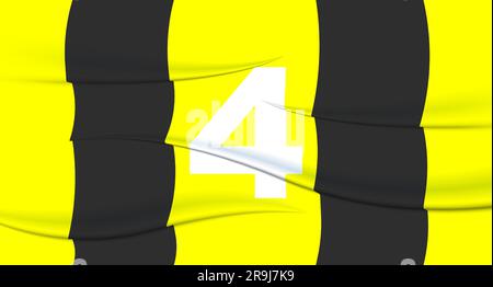 Die Nummer des gelben Fußballer auf einem Fußballtrikot. 4 Nummerndruck. Sporttrikot. Sport, olympiade, Euro 2024, Gold Cup, Weltmeisterschaft. Stock Vektor