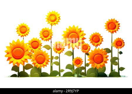 Sonnenblumenhintergrund im Cartoon-Stil für Videospiele isoliert auf weißem Hintergrund Stock Vektor