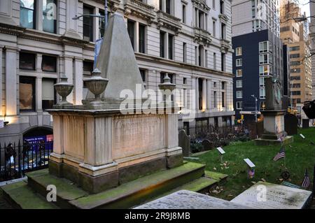 Alexander Hamiltons Grabstein in der Trinity Church Stockfoto